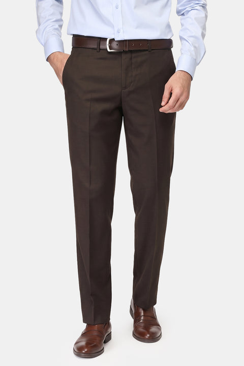 Slim Straight Fit Classic Pants Brown