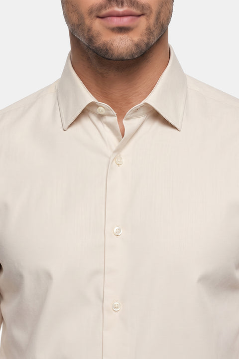 Classic Shirt Regular Fit 100% Cotton Beige