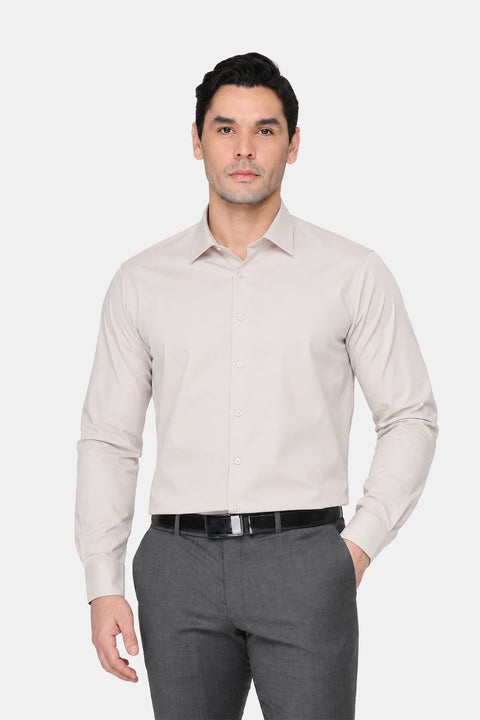 Classic Shirt Regular Fit 100% Cotton Beige
