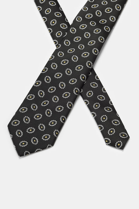 Jacquard Tie 7 cm Black