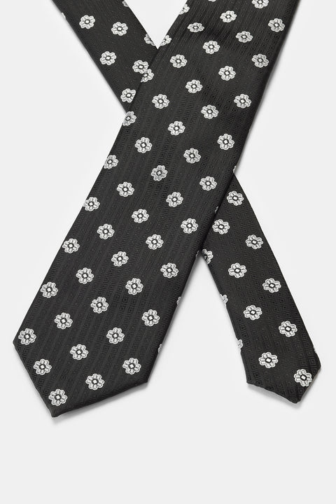 Jacquard Tie 7 cm Black