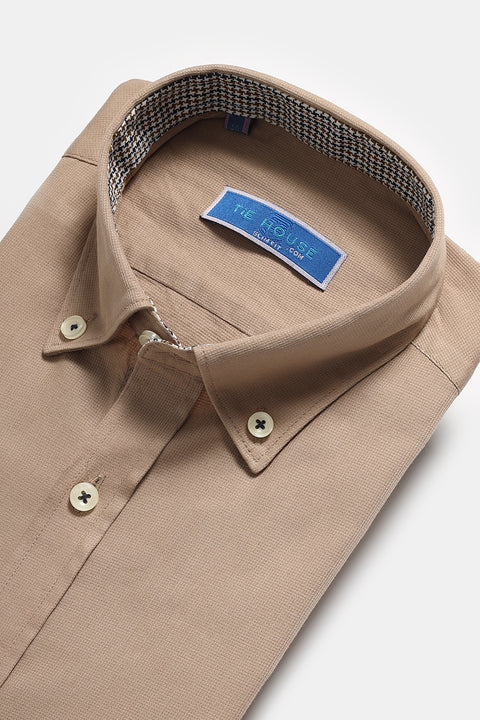 Semi Classic Shirt Slim Fit 100% Cotton Beige