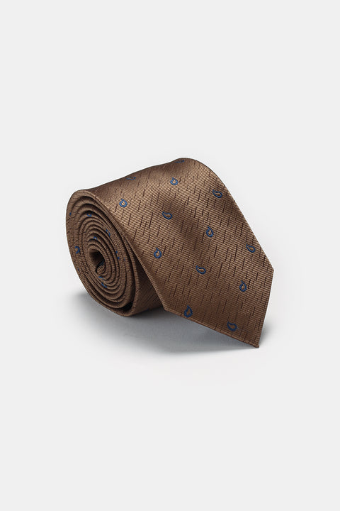 Jacquard Tie 7 cm Beige