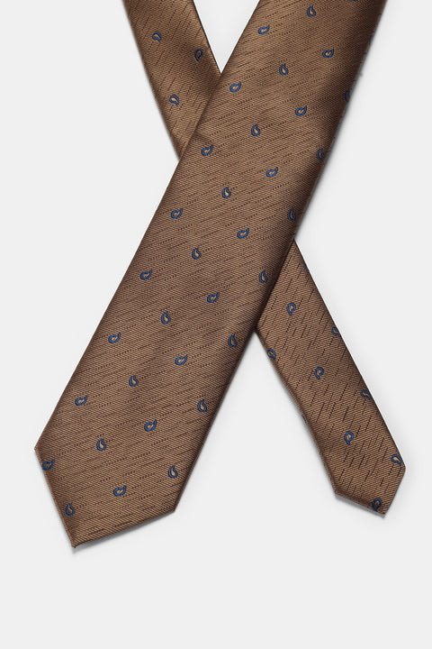 Jacquard Tie 7 cm Beige