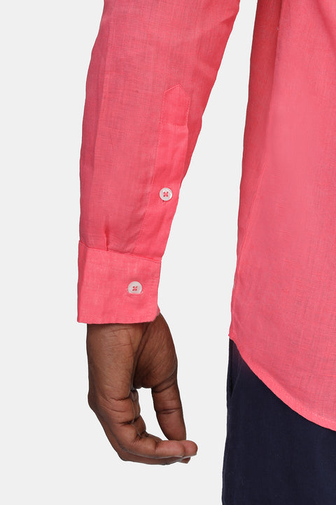 Slim Fit Linen Shirt Pink