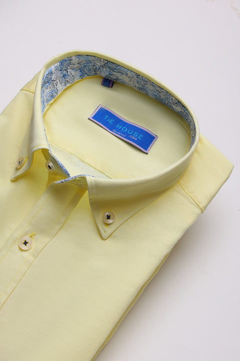 Semi Casual Shirt Slim Fit 100% Cotton Yellow