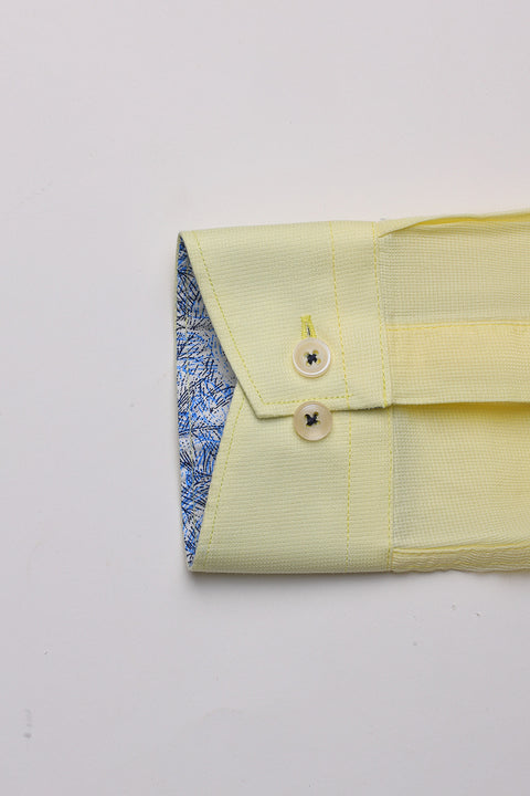 Semi Casual Shirt Slim Fit 100% Cotton Yellow