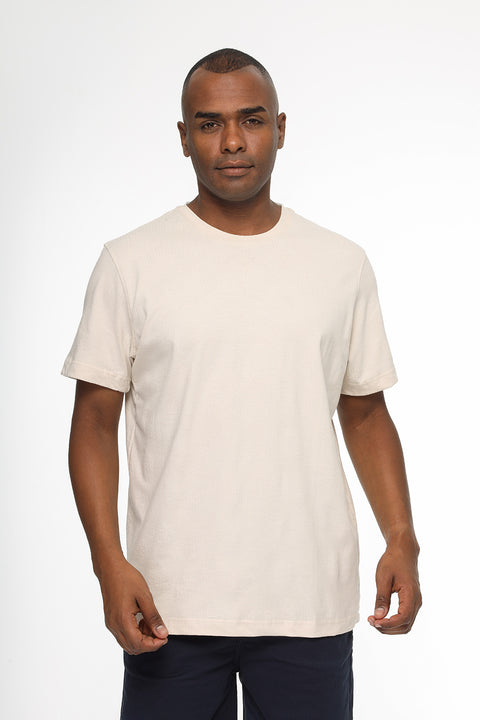Regular Fit Round T-Shirt Beige