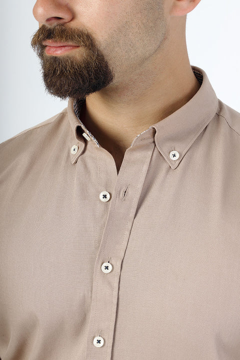 Semi Classic Shirt Slim Fit 100% Cotton Beige