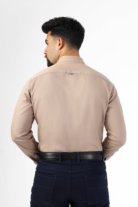 Semi Classic Shirt Slim Fit 100% Cotton Beige
