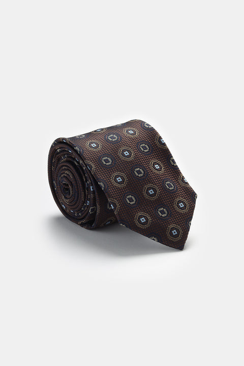 Jacquard Tie 7 cm Brown