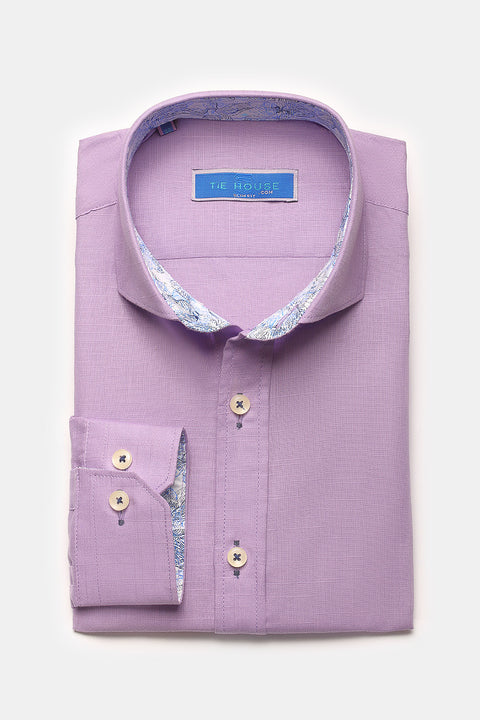 Semi Classic Shirt Slim Fit 100% Cotton Purple