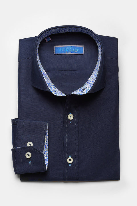 Semi Classic Shirt Slim Fit 100% Cotton Dark Blue