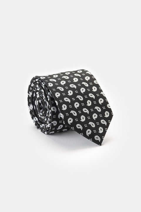 Jacquard Tie 7 cm Black