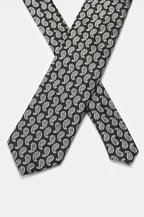Jacquard Tie 7 cm Black