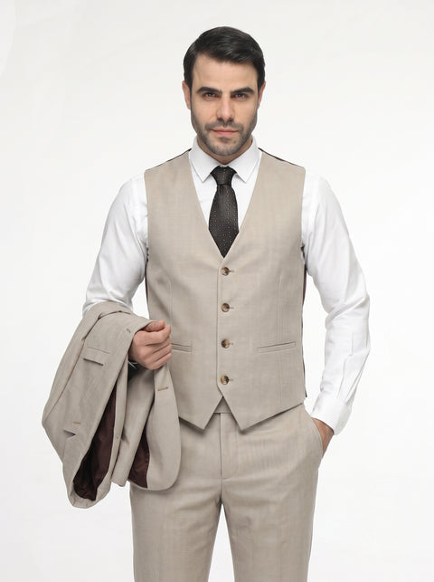 Slim Fit Suit Beige