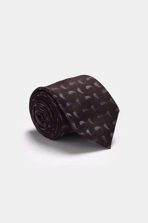 Jacquard Tie 7 cm Brown