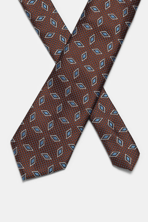 Jacquard Tie 6 cm Brown