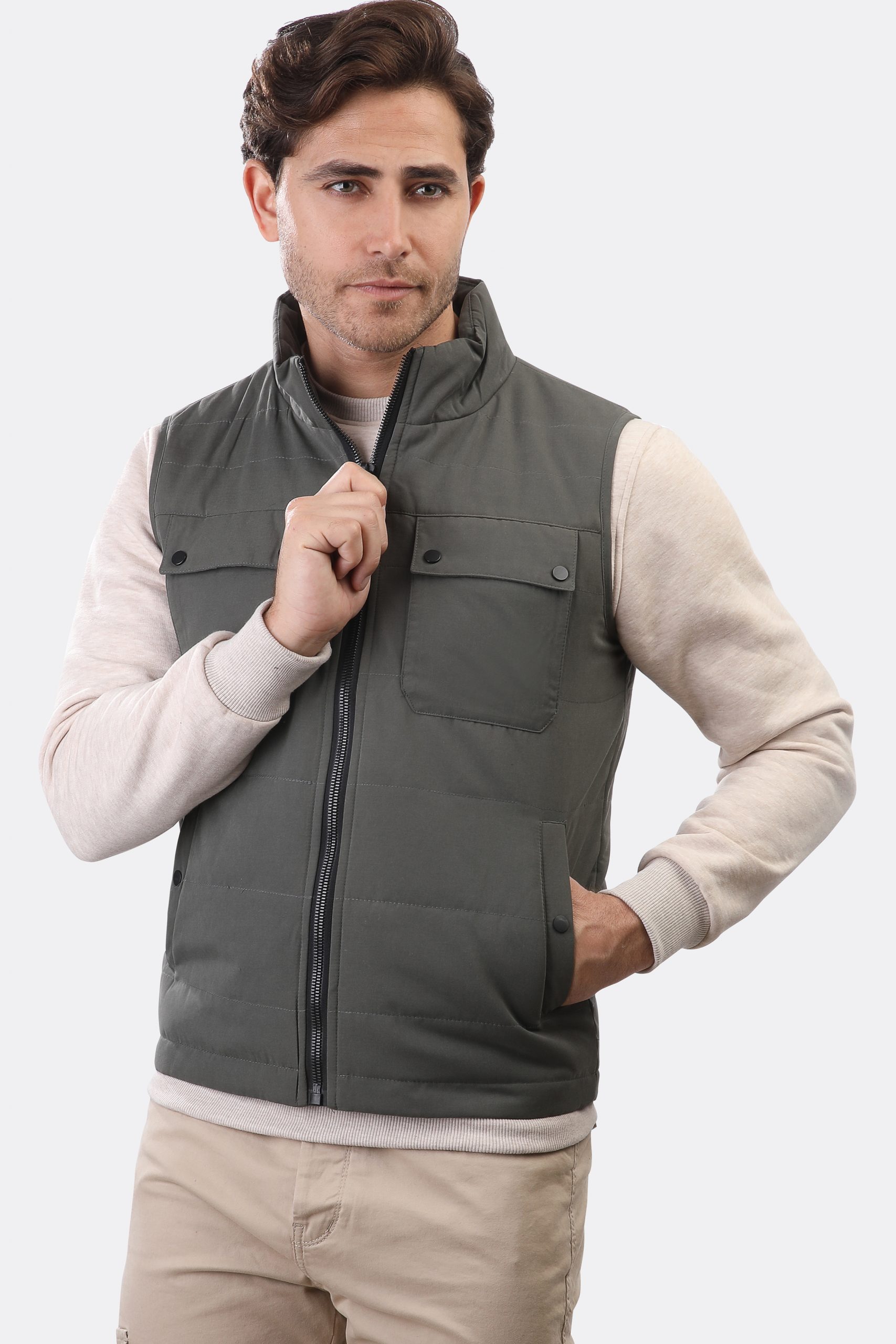 Slim Fit Casual Vest Green - TIE HOUSE