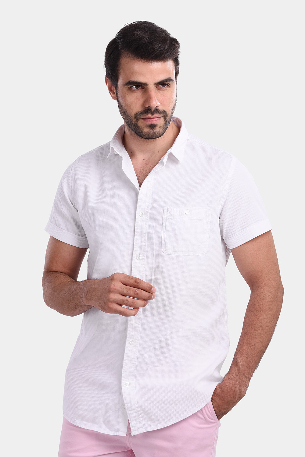 Slim Fit Half sleeve shirt White - TIE HOUSE