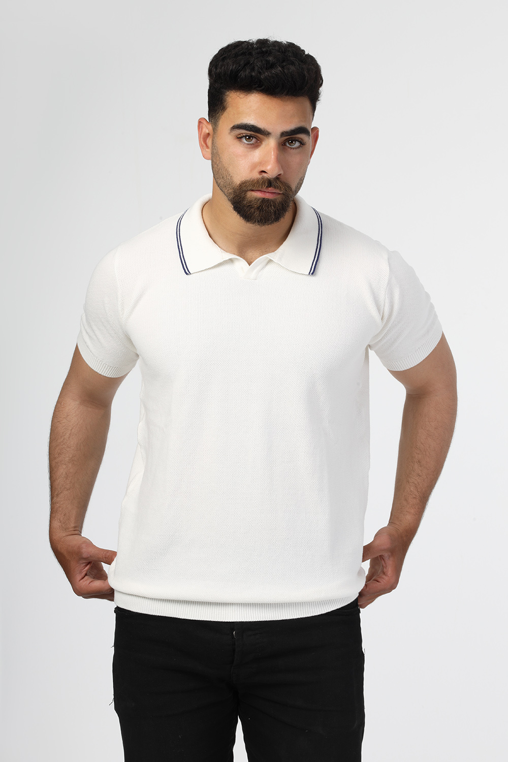 Polo Shirt Regular Fit Knitted White - TIE HOUSE