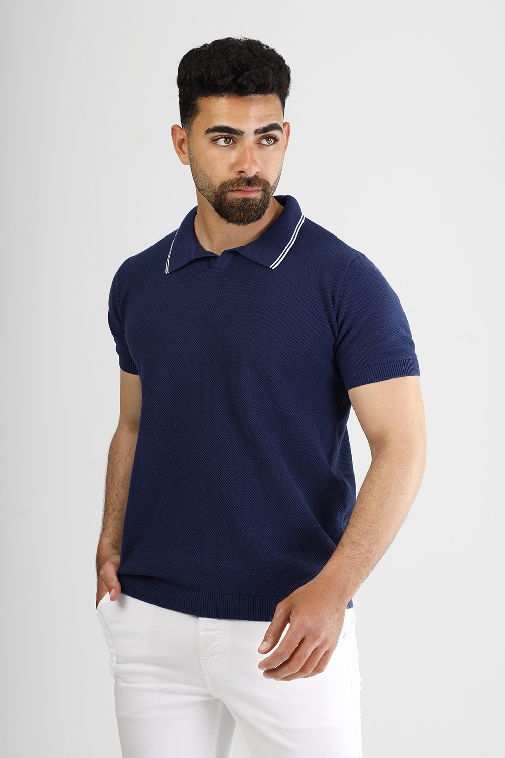 Polo Shirt Regular Fit Knitted Blue - TIE HOUSE