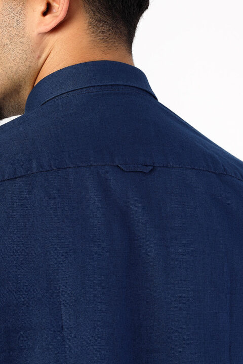 Semi Casual Shirt Slim Fit 100% Cotton Dark Blue - TIE HOUSE