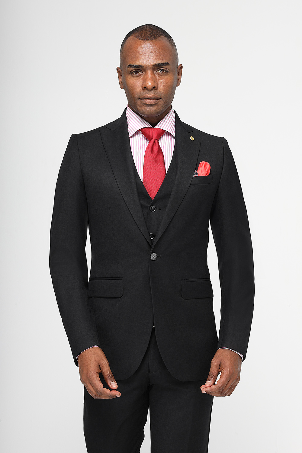 Sophisticated | Black suit red tie, Mens fashion suits, Mens outfits