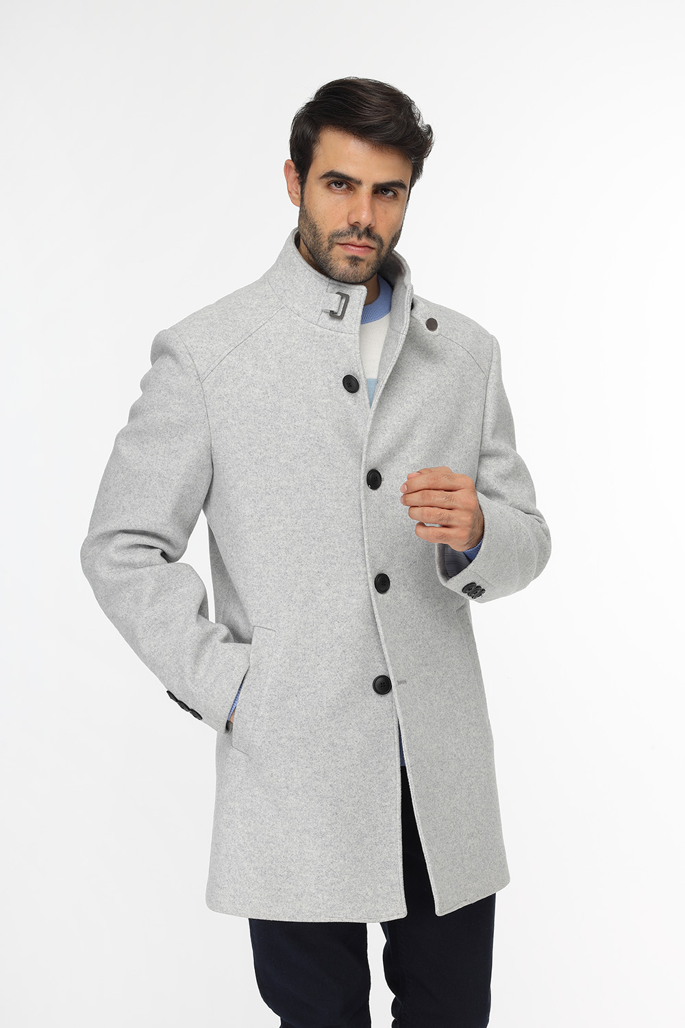 Regular Fit Coat Gray - TIE HOUSE