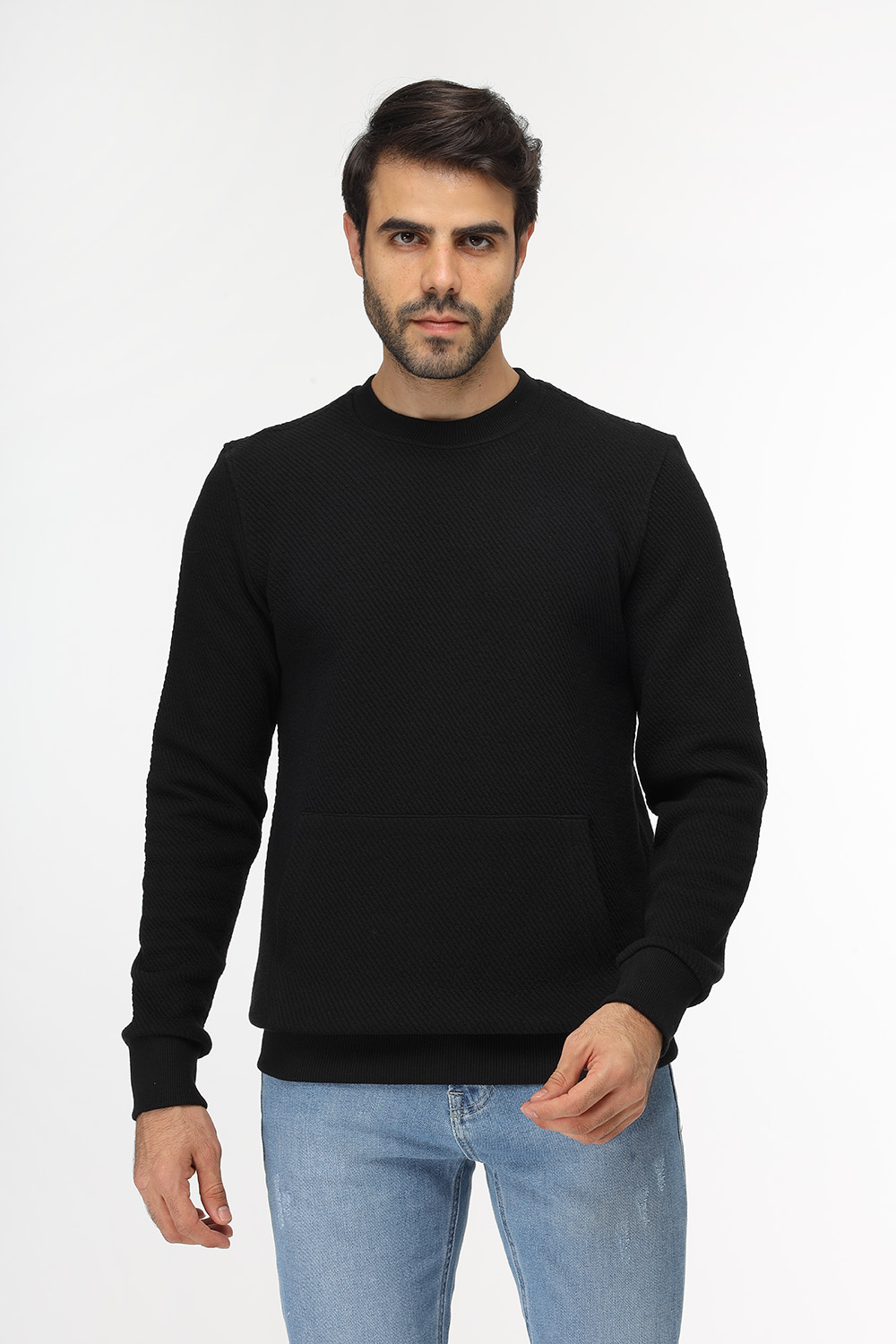 Slim Fit Sweat Shirt Black - TIE HOUSE