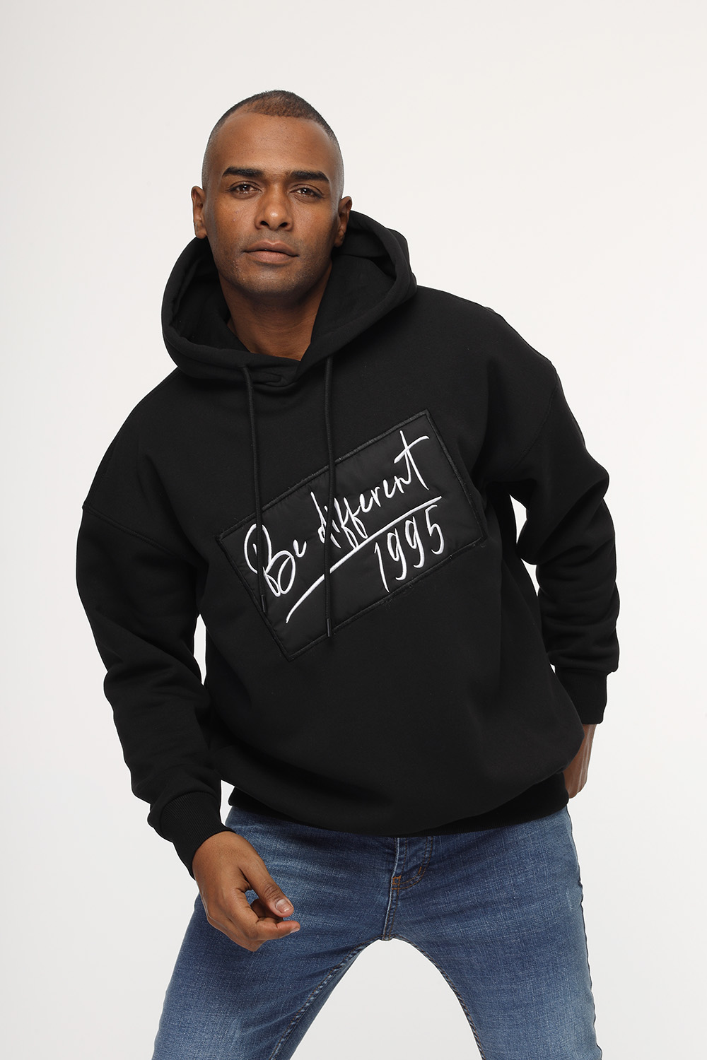 Over Size Sweat Shirt Black - TIE HOUSE