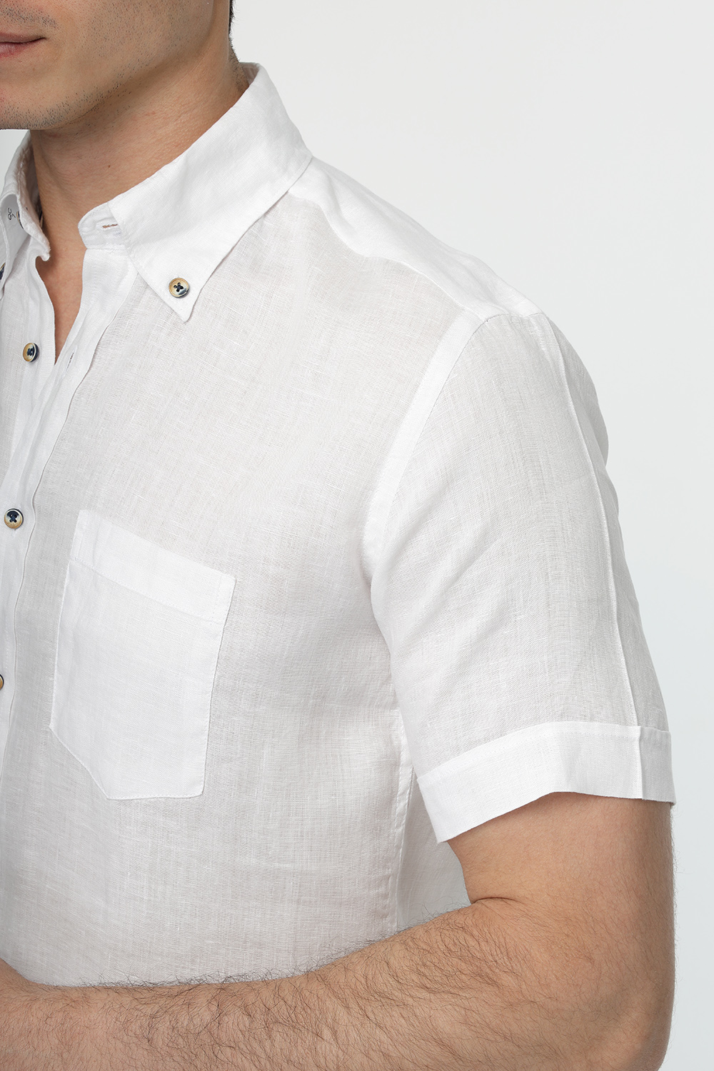 Regular Fit Linen Shirt Half White - TIE HOUSE