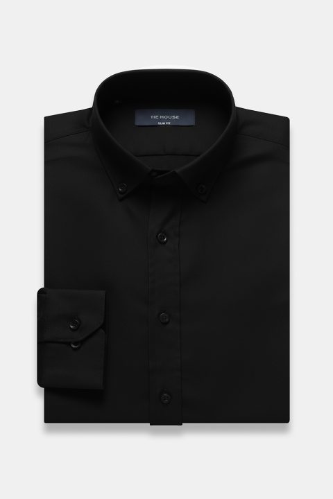 Slim Fit Shirt Oxford Black 100% Cotton