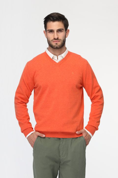 Regular Fit Pullover V Orange