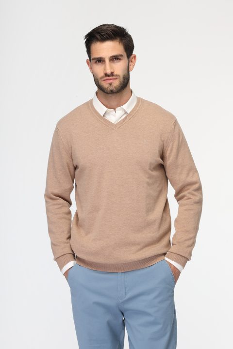 Regular Fit Pullover V Beige