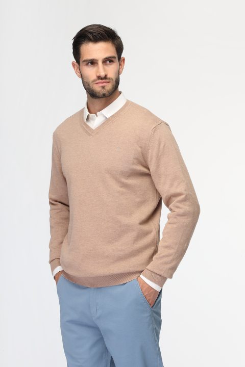 Regular Fit Pullover V Beige - Image 3