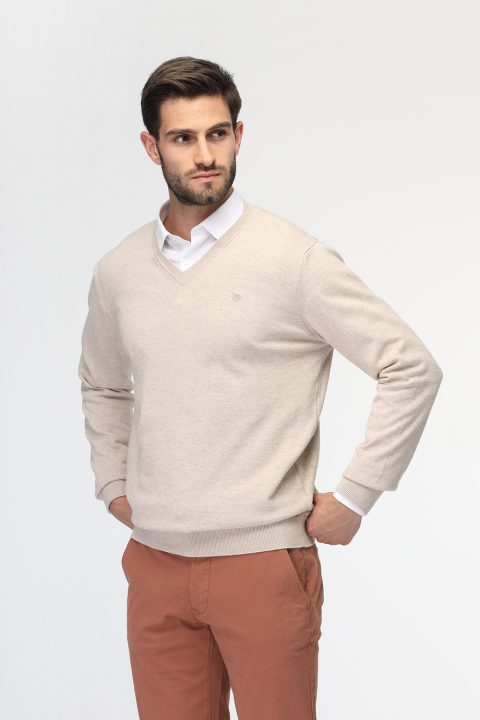 Regular Fit Pullover V Beige - Image 3