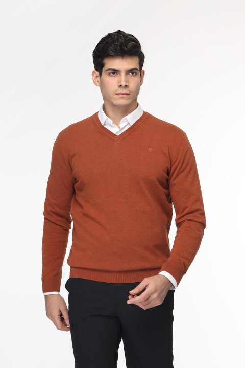 Regular Fit Pullover V Orange