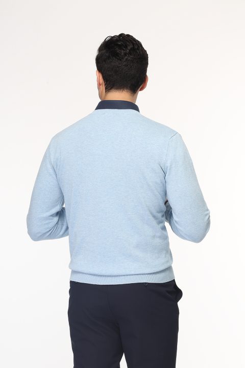 Regular Fit Pullover V Light Blue - Image 4