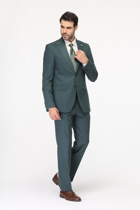 Slim Straight Fit Suit Green - Image 3