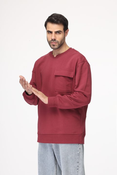 Over Size Sweat Shirt Maroon - Image 3