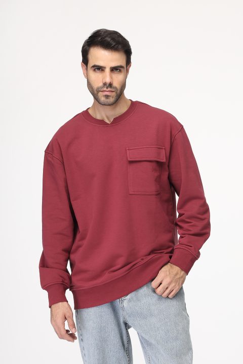 Over Size Sweat Shirt Maroon