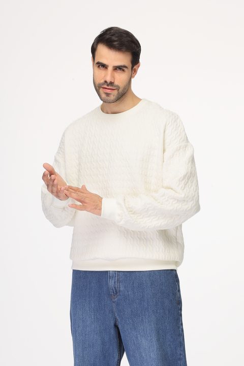 Relax Fit Sweat Shirt Off White - Image 3