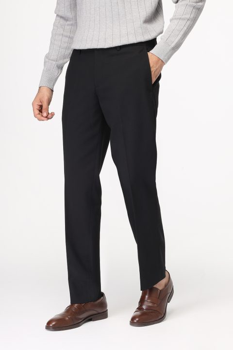 Slim  Straight Fit Classic Pants Black - Image 3