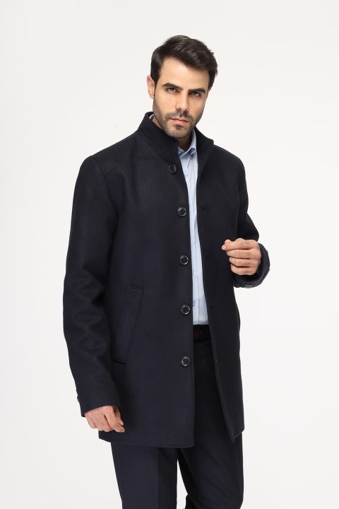 Regular Fit Coat Dark Blue - Image 3