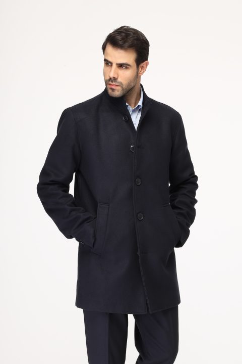 Regular Fit Coat Dark Blue - Image 4