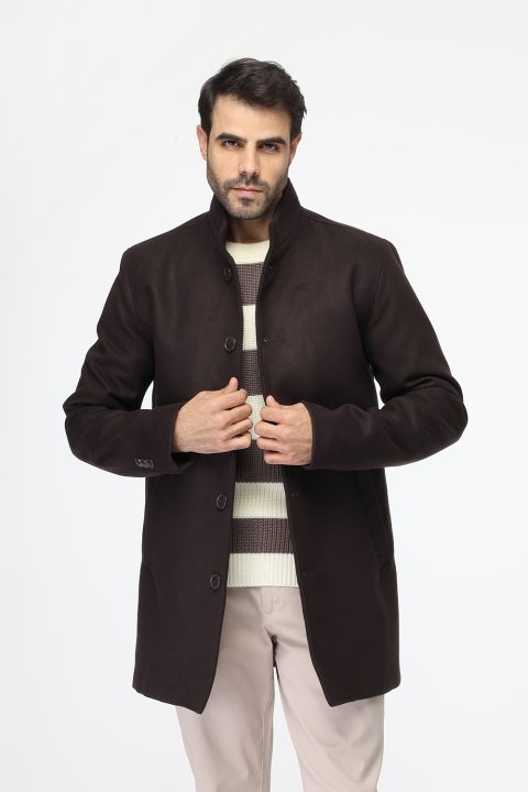 Regular Fit Coat Dark Brown