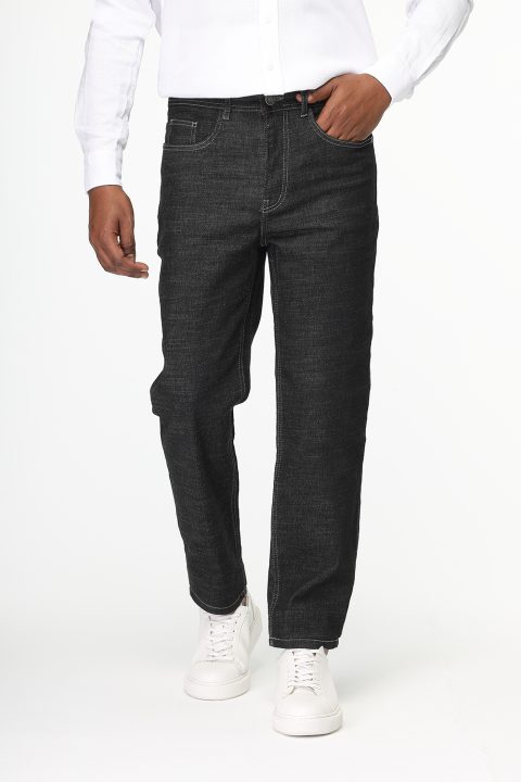 Slim Straight Fit Trousers Jeans Dark Gray