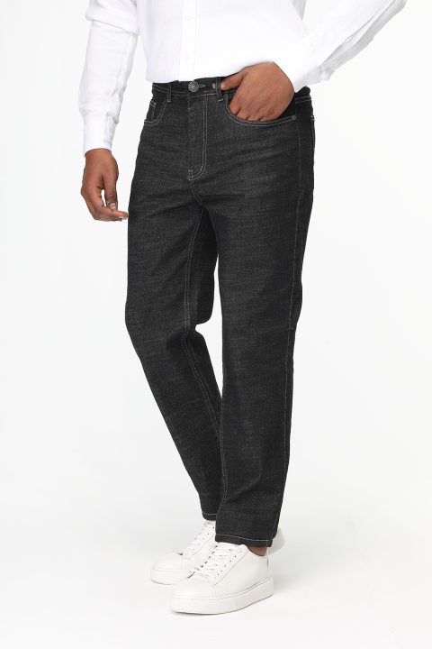 Slim Straight Fit Trousers Jeans Dark Gray - Image 3