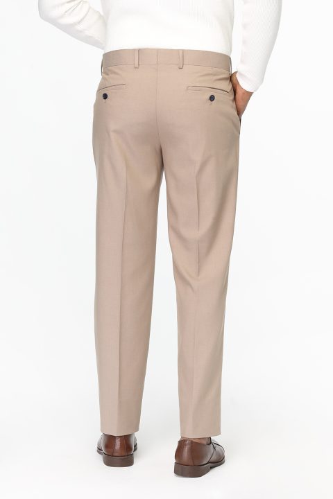 Slim Straight Fit Classic Pants Beige - Image 3